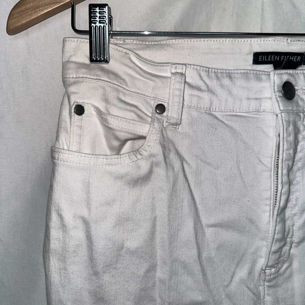 Eileen Fisher White Organic Cotton Stretch Jeans Size 6 Straight Leg Minimalist - Picture 3 of 7